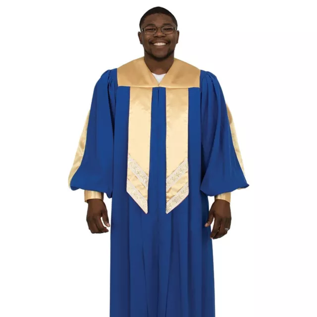 Christian Clergy Mens Priest Gown Choir Blue Pastor Gown Long Full Sleeves Robes