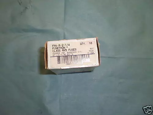 Boite de Bussman FRN-R-2-1/4 Fusibles. Quantité 10. Neuf Stock Ancien <