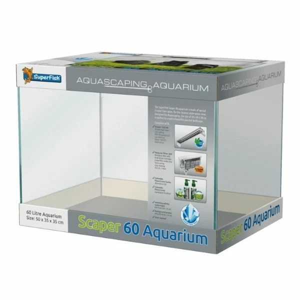Superfish Scaper Aquarium Freshwater Crystal Clear Fish Tank Aquascape Planting