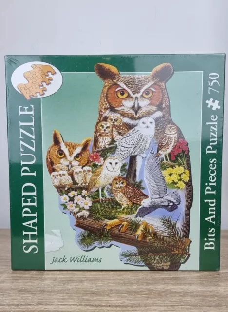 Bits And Pieces Shaped Puzzle Owls 750 Pieces Jack Williams.