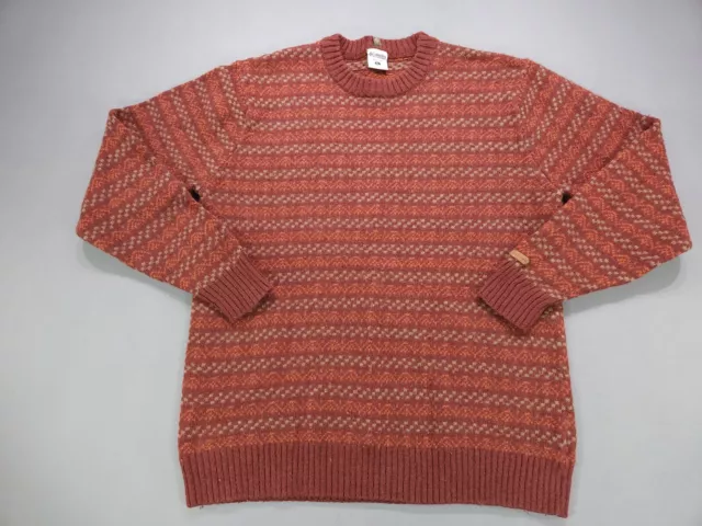 Columbia Fair Isle Striped Knit Long Sleeve Pullover Sweater Mens Size XL Maroon