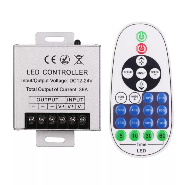 LED RF Remote Controller Dimmer for DC 12V 24 LED Strip Light Lamp Single Color