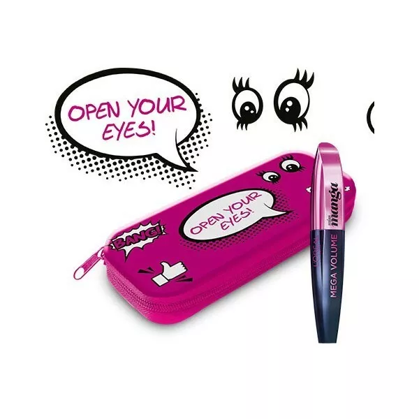 Loreal Mega Volume Miss Manga Mascara Negra 8.5 Ml + Lata Rosa