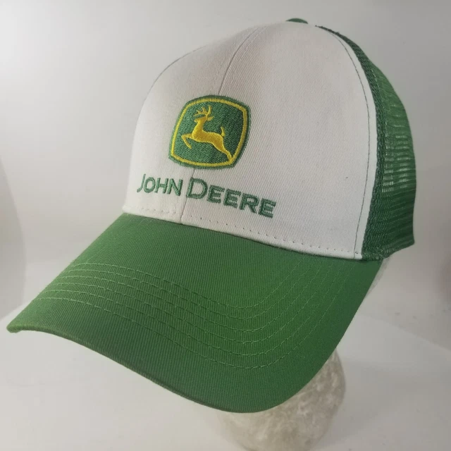 John Deere Snapback Mesh Trucker Hat White Green Baseball Cap