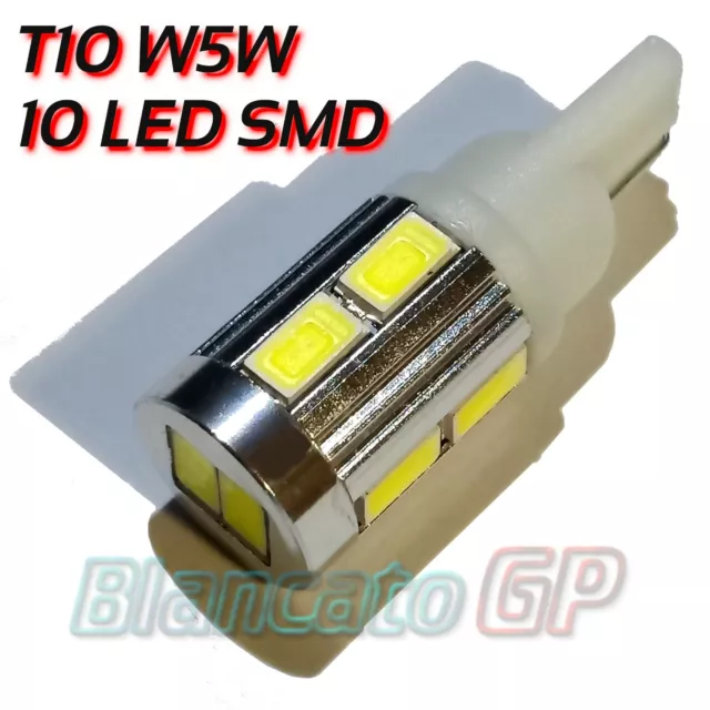 Lampada LED T10 W5W 10 SMD Alluminio 6000K Luci di posizione interno targa 0.5W