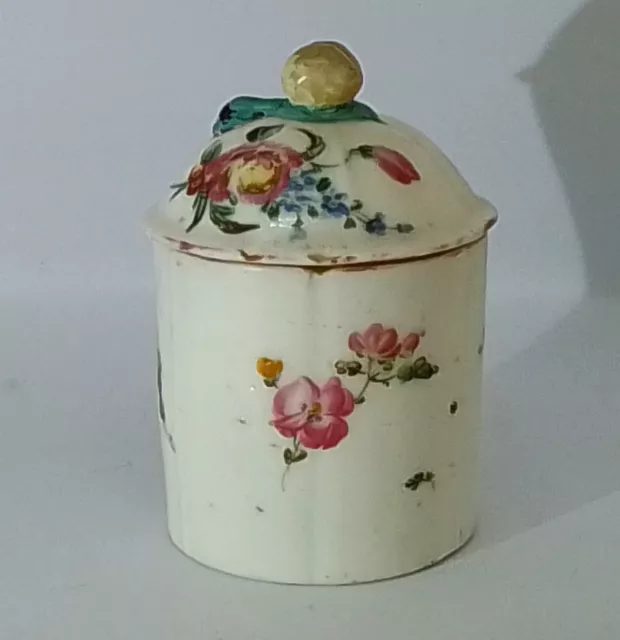 Beautiful Small 18th Century Mennecy (France) Porcelain Pot with Lid - 1750's