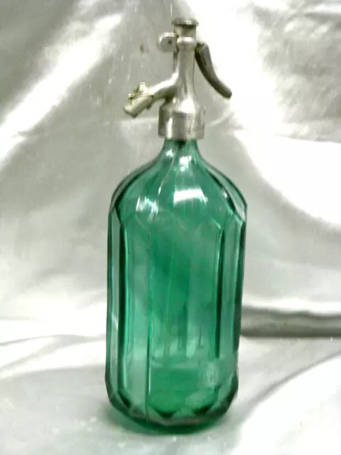 Ancien Siphon Eau De Seltz Bouteille Verte A Facettes Bottle Collection