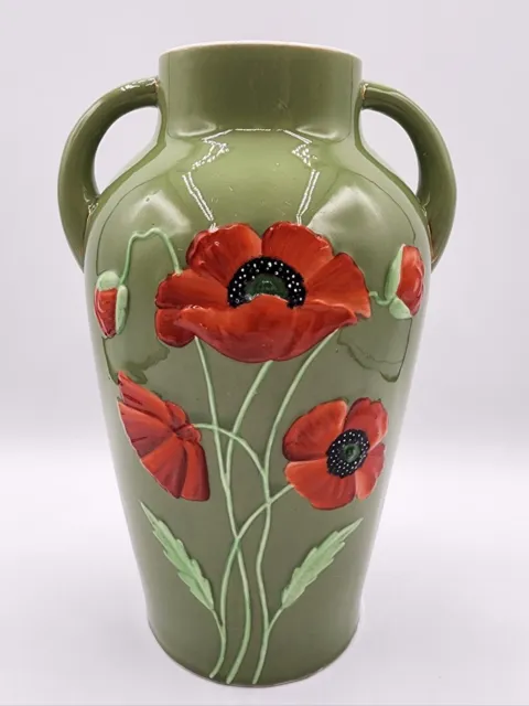 Handpainted Poppy Vase Floral Spring