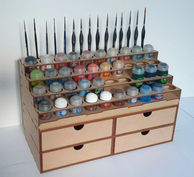 Organizador Para 40 Botes De Pintura Citadel - Incluye 16 Pinceles, Ideal Para Warhammer 40K