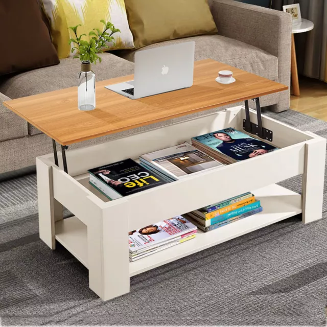 Wooden Coffee Table With Storage Lift Top Up Drawer Shelf Living Room Furniture