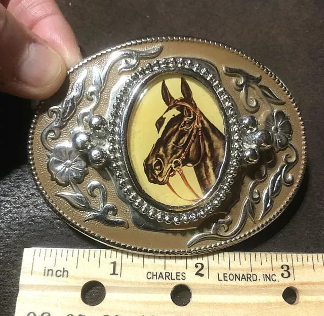 UNIQUE WESTERN SILVER Tone Belt Buckle with Horse Head Cameo $12.49 ...