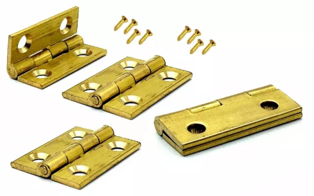 4x Butt Hinges 25mm solid brass dolls house trinket box door hinge & screws