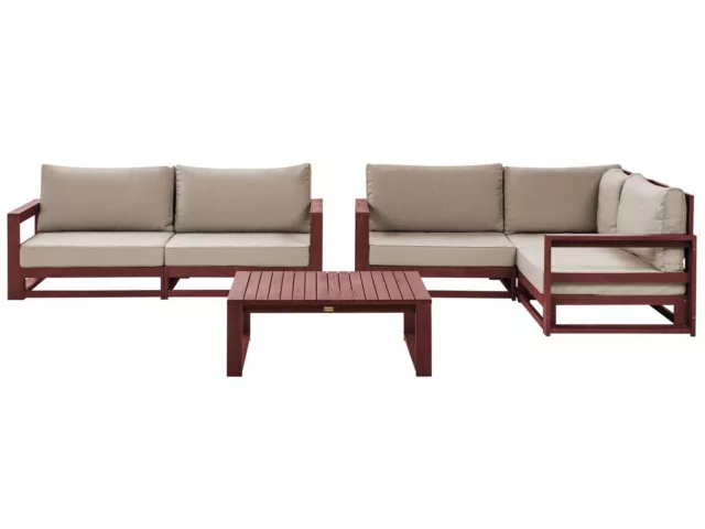 Lounge Set Akazienholz dunkler Holzfarbton 4-Sitzer Sofa Ecksofa Tisch Timor II