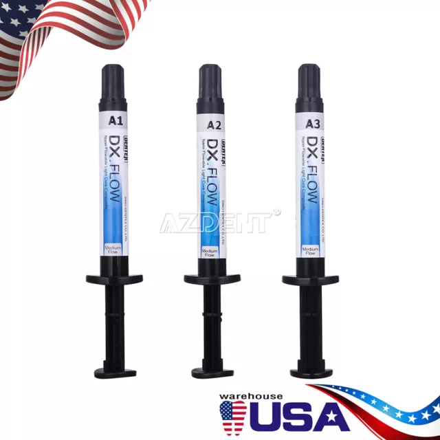 Dentex Dental Flowable Light Cure Medium Flow Composite Resin A1/A2/A3 3g/Kit