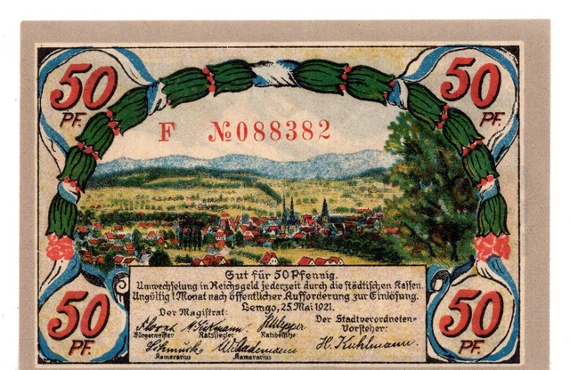 1921 Germany Notgeld City of Lemgo 50 Pfennig (G190)