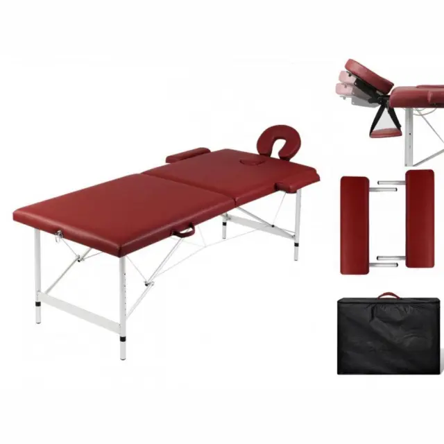 Massagetisch Mit Aluminiumrahmen Klappbar 2 Zonen Rot