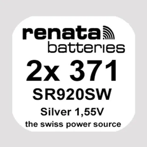 2x Renata 371 Uhren-Batterie Knopfzelle SR920SW AG6 Silberoxid im Blister