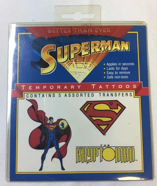 1993 DC COMICS SUPERMAN THE KRYPTONIAN TEMPORARY TATTOOS £3.85