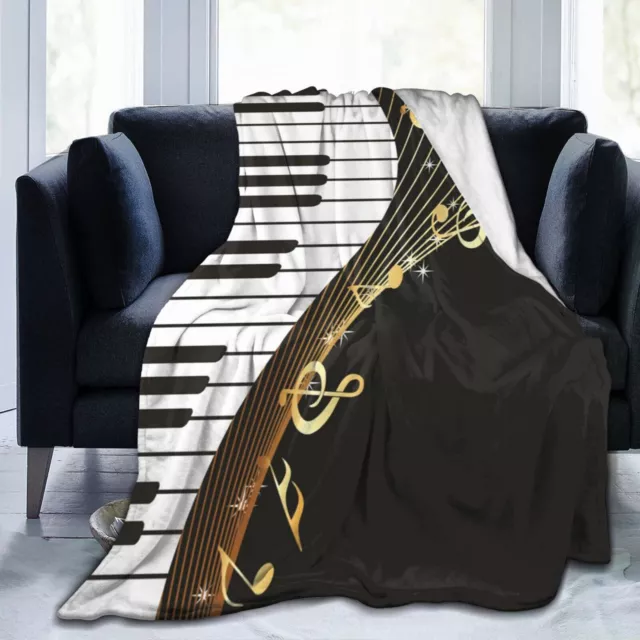 Musik Gitarre Klavier Wohndecke Kuscheldecke Tagesdecke Sofadecke Couchdecke