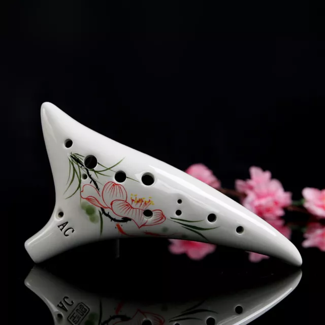 12 Holes Warped-tail Ceramic  Alto C Hand Painted Musical Instrument O8F9