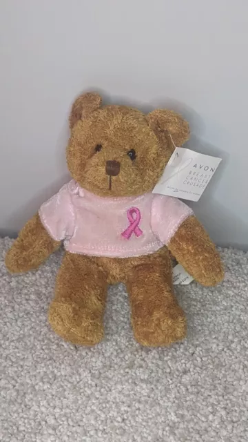 VTG 2001 Avon Breast Cancer Crusade Beanie Teddy Bear Plush 7" Pink Ribbon