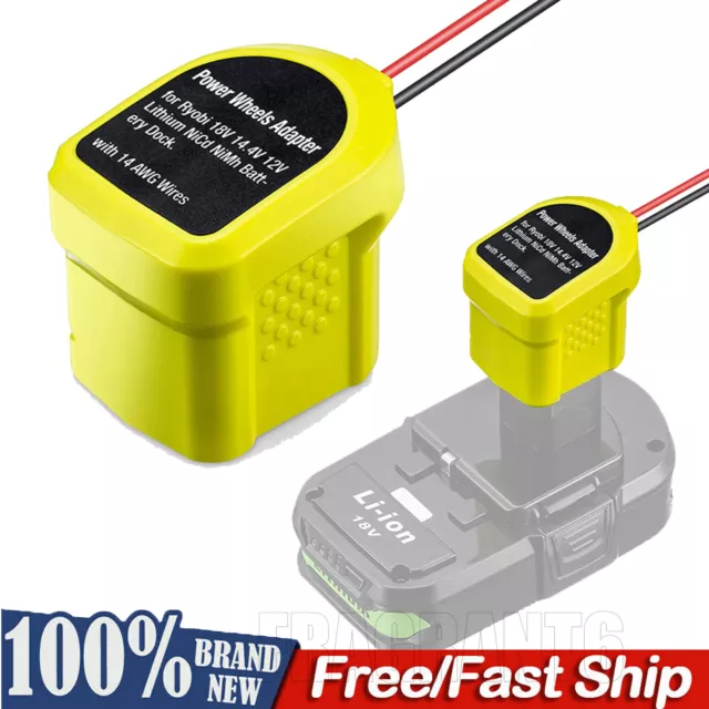 Power Wheels Adapter for Ryobi 18V Li-Ion Ni-MH Battery Dock with 14 AWG Wires
