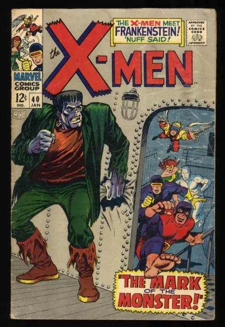 X-Men #40 GD- 1.8 Classic Cover! Frankenstein Appearance! Cyclops! Marvel 1968