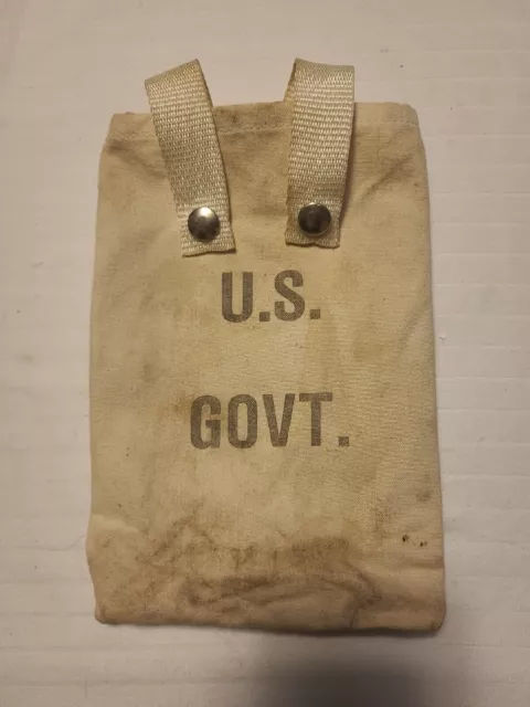 U.S. Government White Canvas Bag Snap Handle Hangers