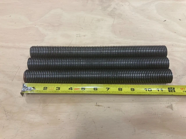 (Qty 3) 1-1/4" -7 x 12" Steel Threaded Rod All-Thread