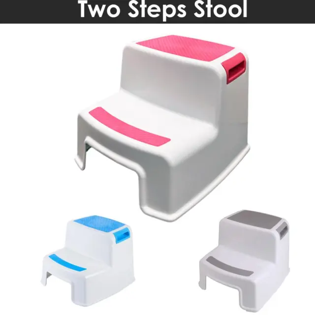 Childrens Kids Non Slip Dual Height Step Up Stool Toddlers Toilet Potty Training