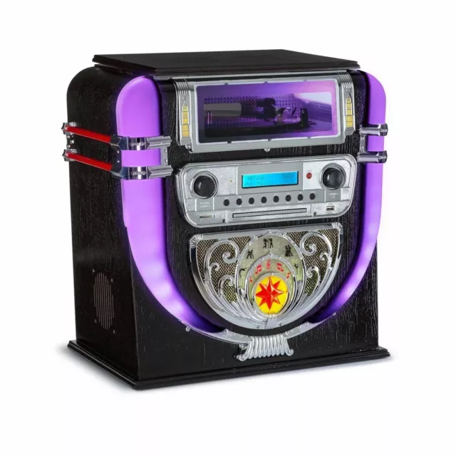 Jukebox CD Player Mini Record Machine Retro Tabletop Bluetooth FM USB SD MP3 20W