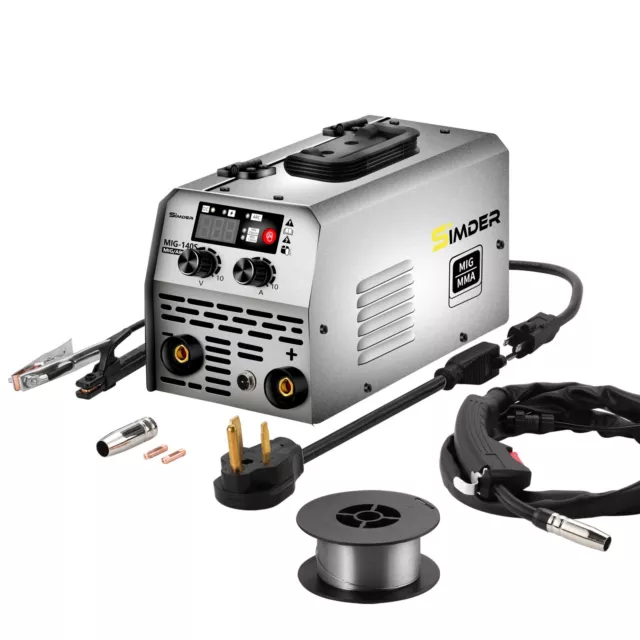 SSIMDER MIG Welder 140A 2 in 1 Stick/Flux Core Welder 110V/220v Dual Voltage ...