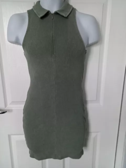 Topshop - Green High Zip Neck Body Contour Sleeveless Dress Size 8