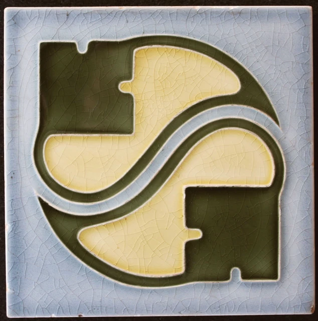 Attractive Original  Art Nouveau tile C 1900 DT-AG Ying-Yang