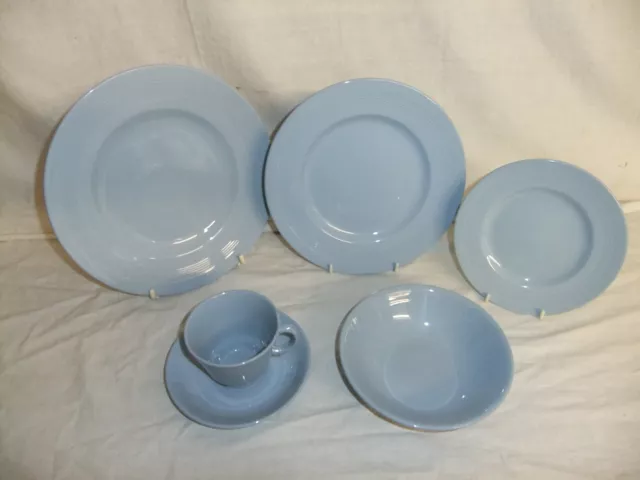 c4 Pottery Woods Ware - Iris - vintage mid-century sky blue tableware - 8A6B