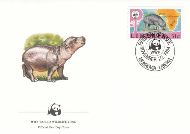 (120134) Hippo WWF Liberia FDC 1984