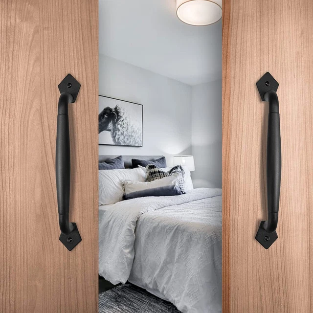 Heavy Duty Black Barn Door Handle - 10'' Cast Iron (2 Pcs)