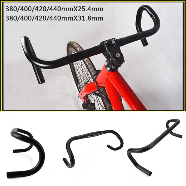 Fockety Guidon Vélo Route Alliage Aluminium – Courbé, Ergo, Largeur 480mm, Diamètre 31.8mm – Pour Gravier Et Longue Distance