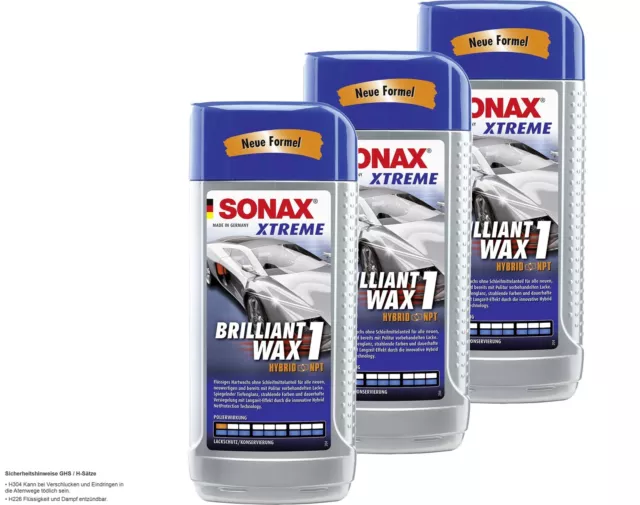 3x SONAX XTREME BrilliantWax 1 Hybrid NPT Hartwachs Versiegelung 500 ml