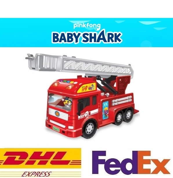 BIG PINKFONG BABY Shark Family Fire Engine Truck Car Toy Play Figure ...