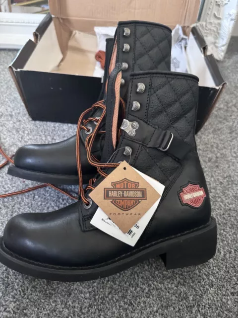 Harley Davidson Womens Ladies Biker Motorcycle Lace Up Ankle Boots Size 5 New