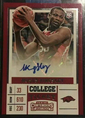 Moses Kingsley Arkansas Razorbacks Basketball Panini Autograph Card 2017 auto RC