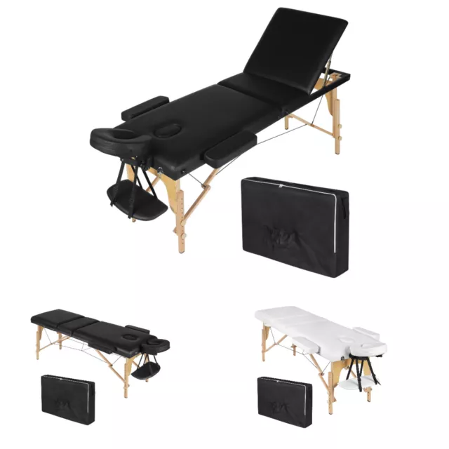 EUGAD 3 Zonen Massageliege klappbar mobiler Massagetisch Massivholz mit Tasche