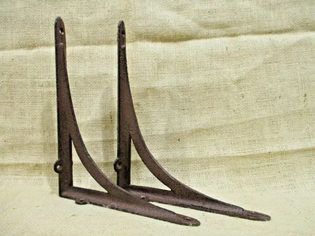 2 Antique Style Shelf Brackets Braces Wall Bracket Cast Iron Corbels Plant Hook