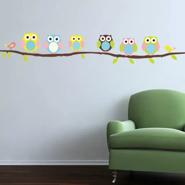 Tree Flower Owls Birds Animal Wall Decal Sticker For Nursery Kid Baby Girl Boy