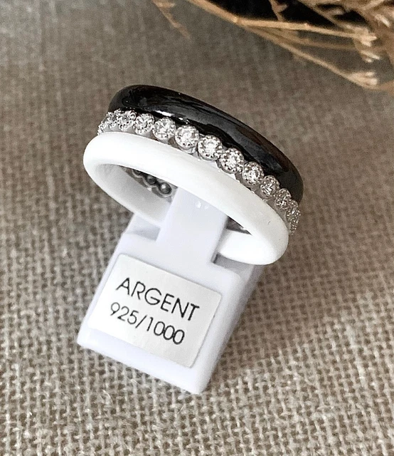 Bague En Céramique Noire Double Anneaux - Taille 63 - Zirconium-céramique-acier - Neuf Sans Emballage