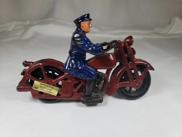 Vintage Cast Iron Reproduction Motorcycle Policeman Toy Enesco 1996