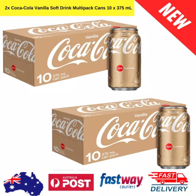 2x Coca-Cola Vanilla Soft Drink Multipack Cans, 10 x 375 ml | FREE SHIPPING NEW