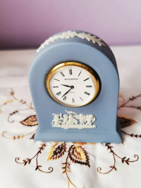 WEDGWOOD MINI MANTLE CLOCK Blue Jasperware -not tested