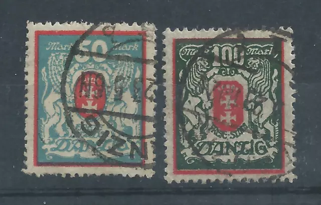 Danzig - 1922 Definitives - Two different values - Postally Used